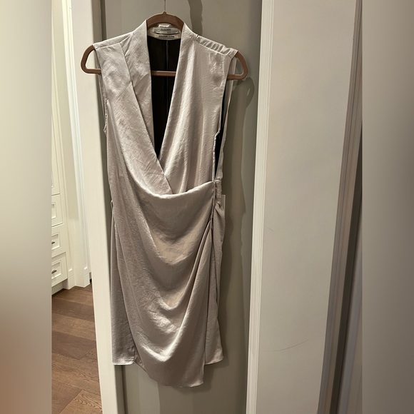 All Saints silver/pewter evening wrap dress size 8 - Picture 1 of 4